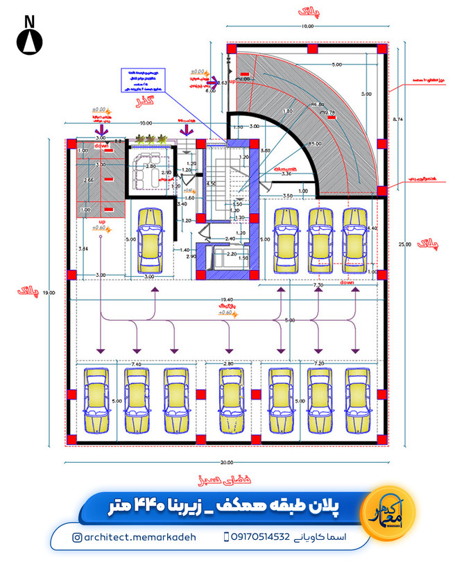 پلان معماری آپارتمان 8 طبقه